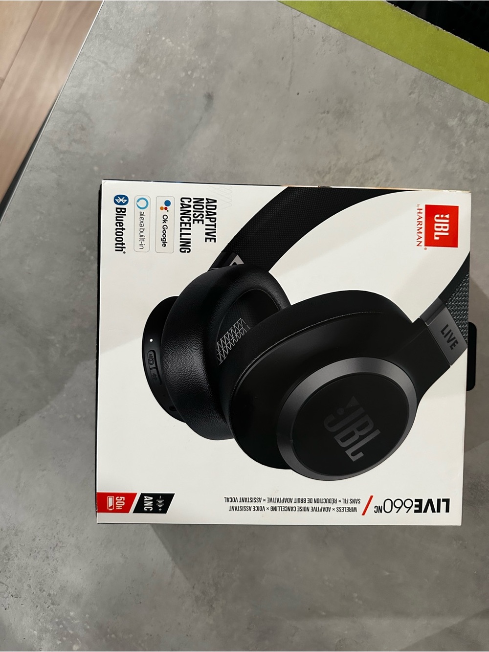 JBL Black Over-Ear Wireless Headphones with Adaptive Noise Cancelling
